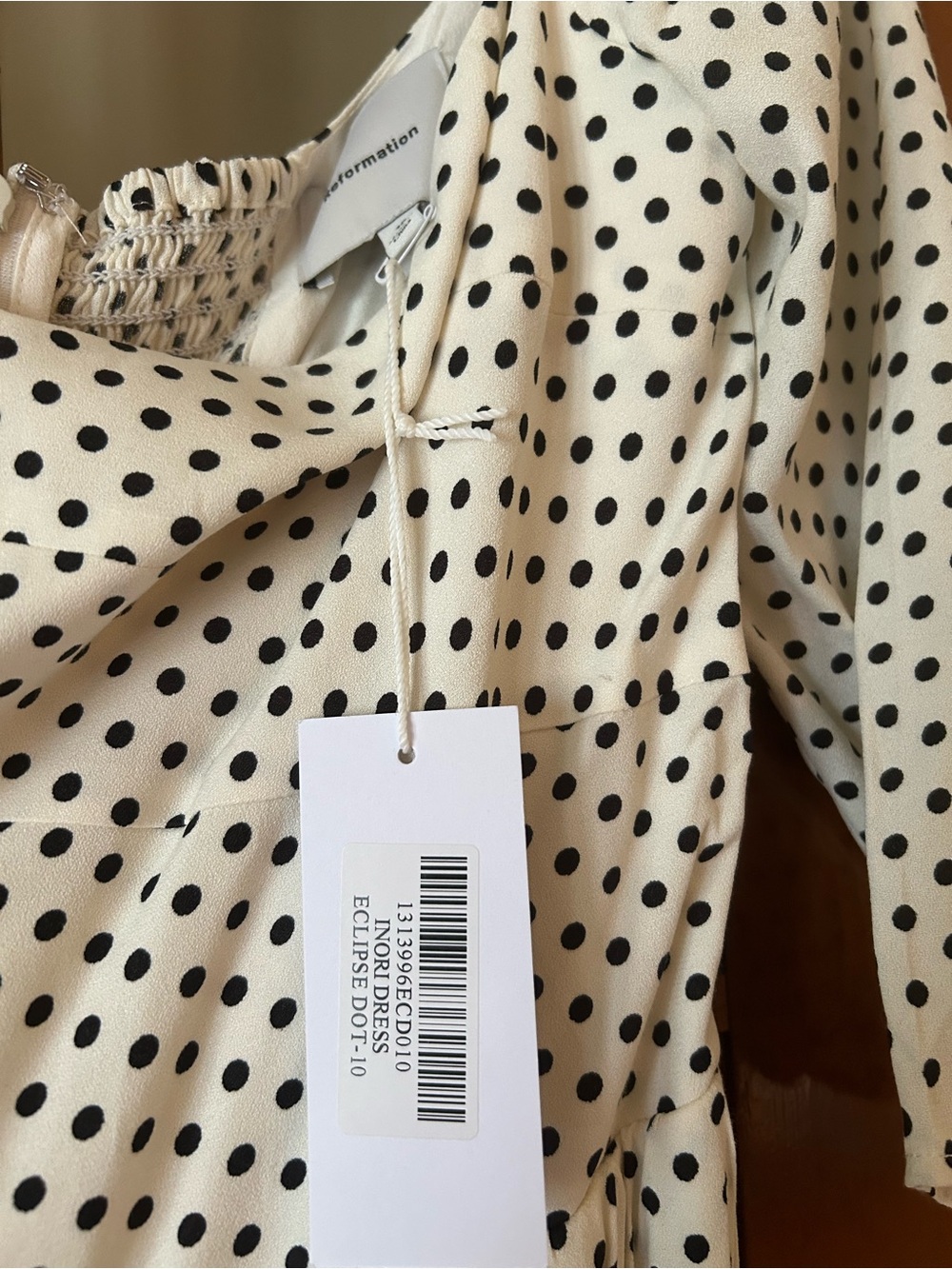 Reformation Inori White Black Polka Dot Square-Neck Midi Dress NWT - Picture 5 of 7